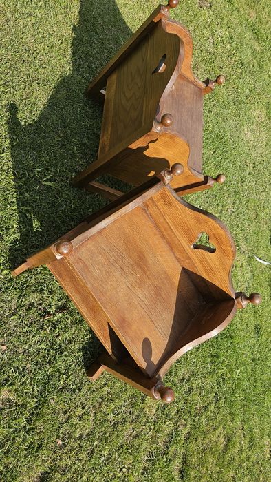 Drewniane stoliki do sypialni rustykalne vintage 70x55x45