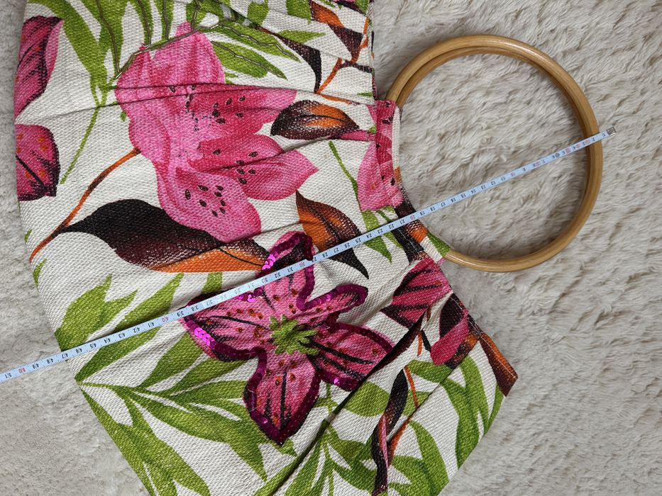 Piękna torba letnia kwiaty bambusowe raczki marconi