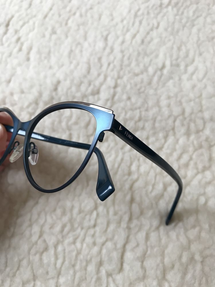 Turkusowe włoskie oprawy okularowe, okulary oprawki korekcyjne Fendi
