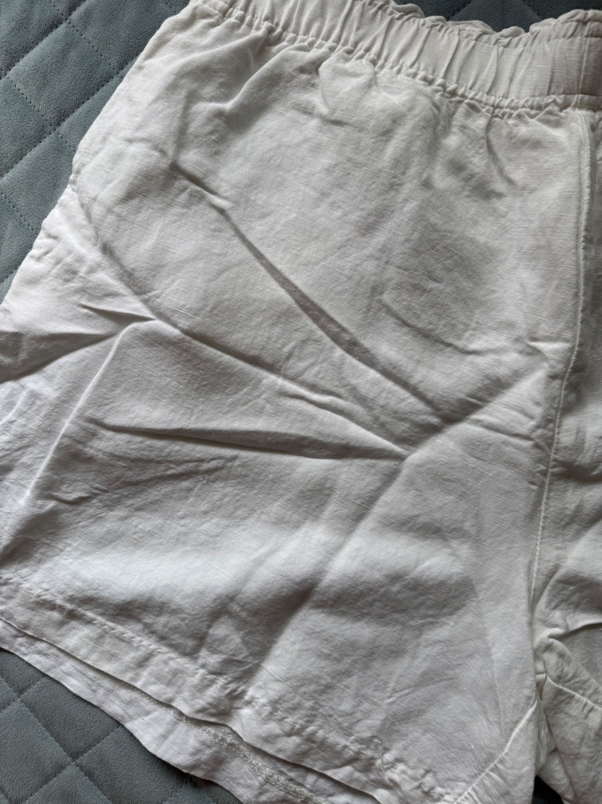 Białe lniane szorty spodnie spodenki len H&M 40 42 L XL