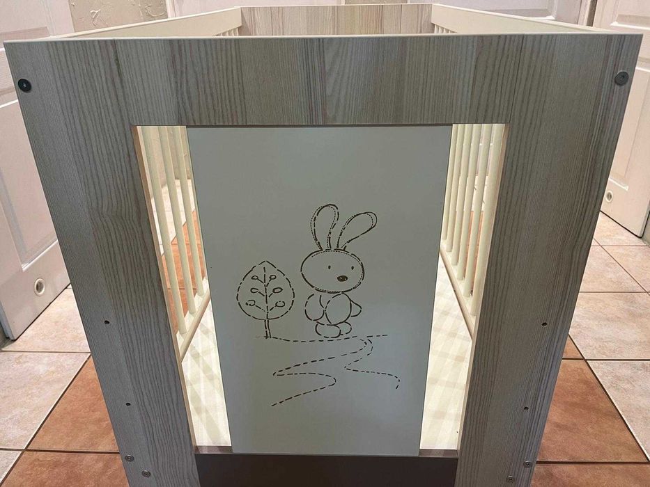 Łóżeczko dziecięce 120x60 Klupś Safari Zajączek Ecru Jesion