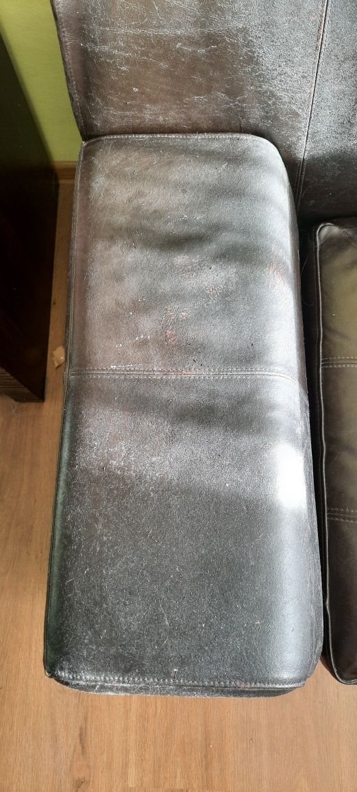 Brązowa skórzana kanapa sofa