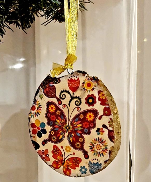 Drewniane zimowe ozdoby choinkowe 10 szt, Olcha, 10,5 cm średnicy