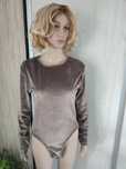 Body damskie , ciemno beżowe , welur Velvet soft , roz uniwersalny