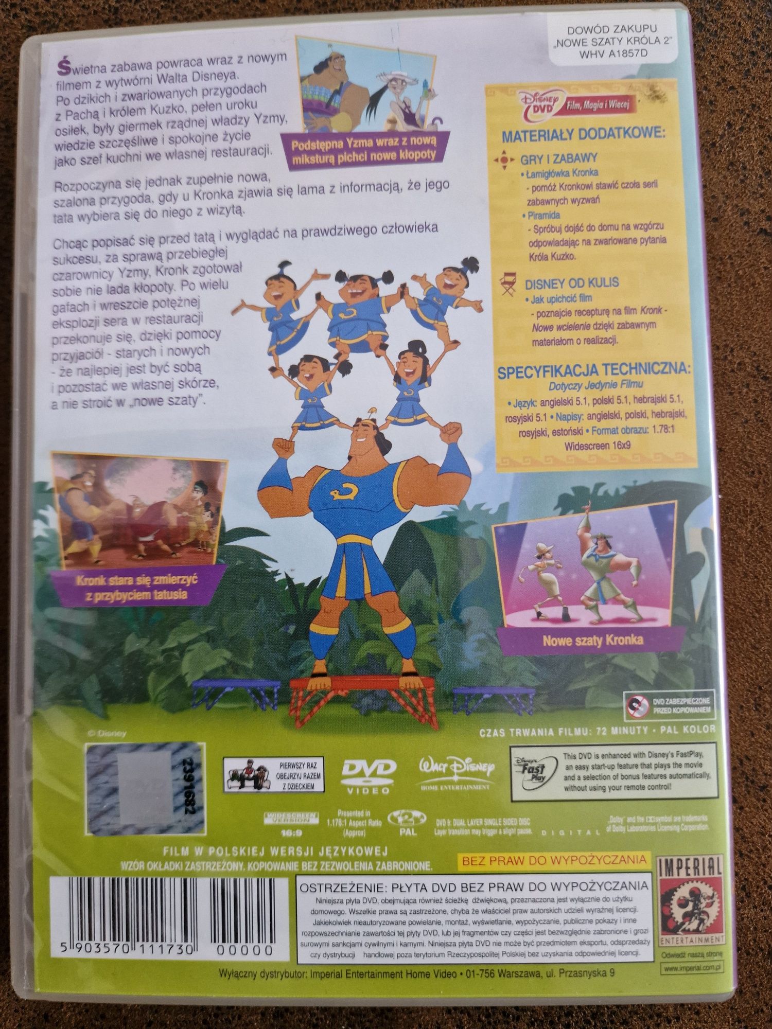 Dvd film animowany Nowe szaty króla 2.Kronk nowe wcielenie. krok