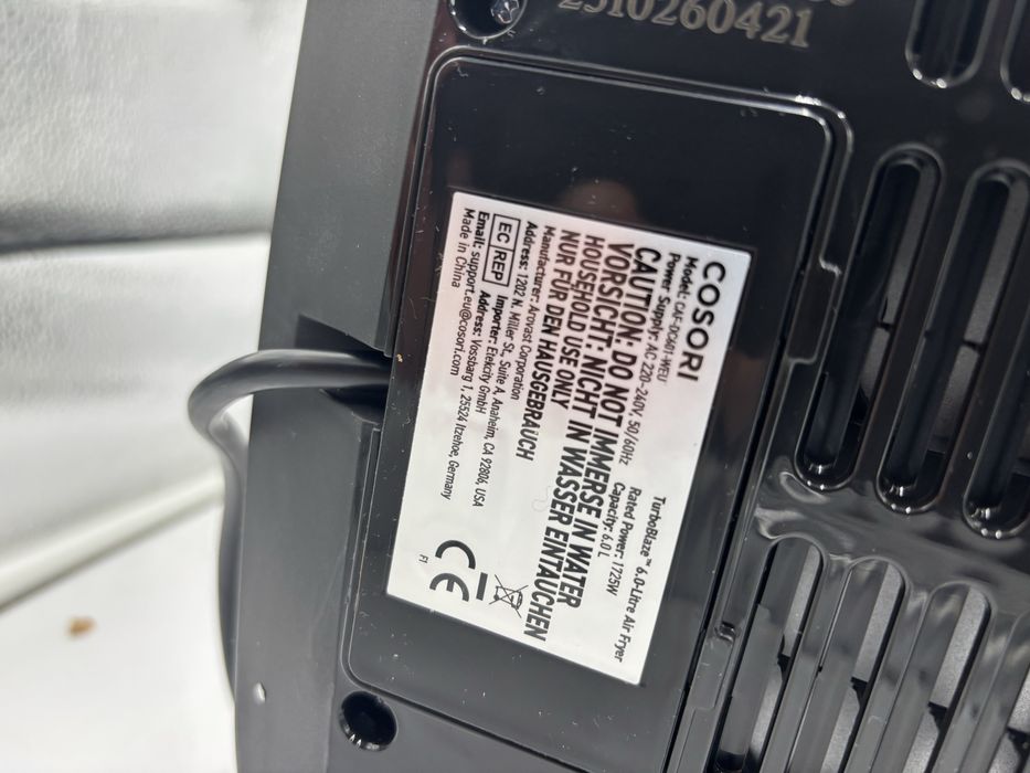 Cosori dc601 6l turboblaze bial frytkownica beztłuszczowa