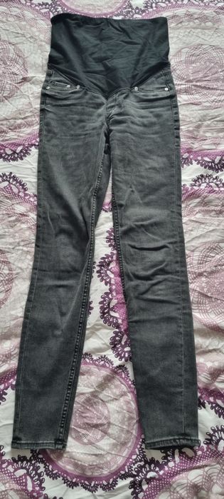 Spodnie ciążowe H&M mama super skinny S szare