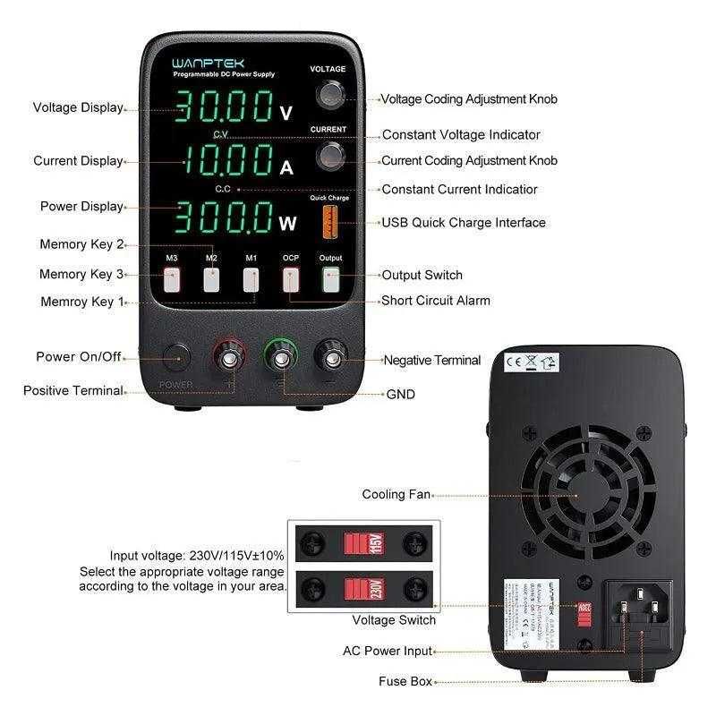WANPTEK APS3010H Programowalny zasilacz regulowany prądu 30V 10A.