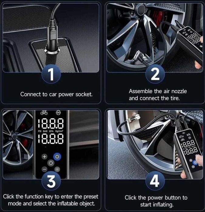 Портативный  компрессор Tecianro A5,  насос для накачивания шин