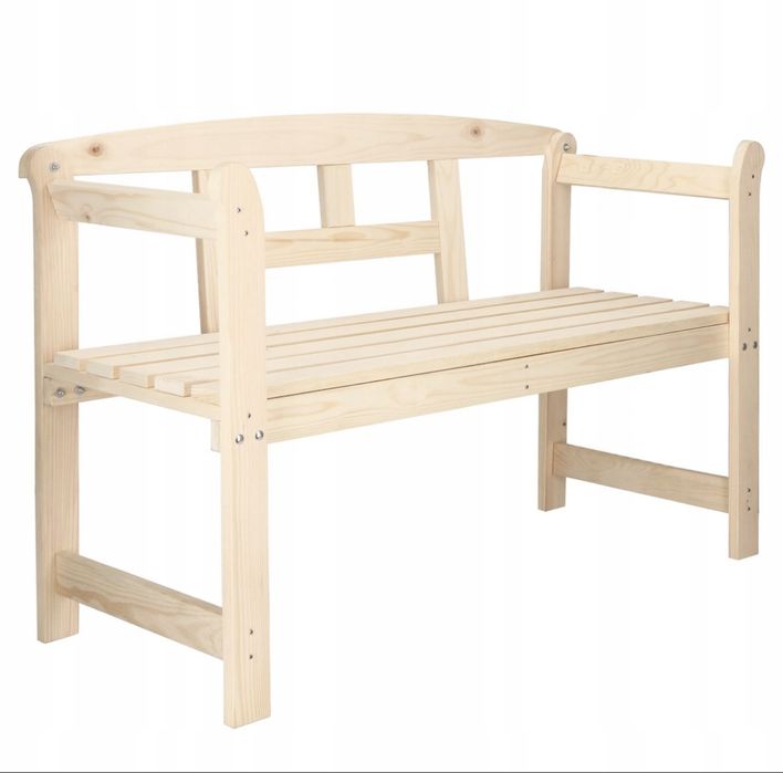 Własnoręcznie wykonana ławka ogrodowa z drewna iglastego 120cm