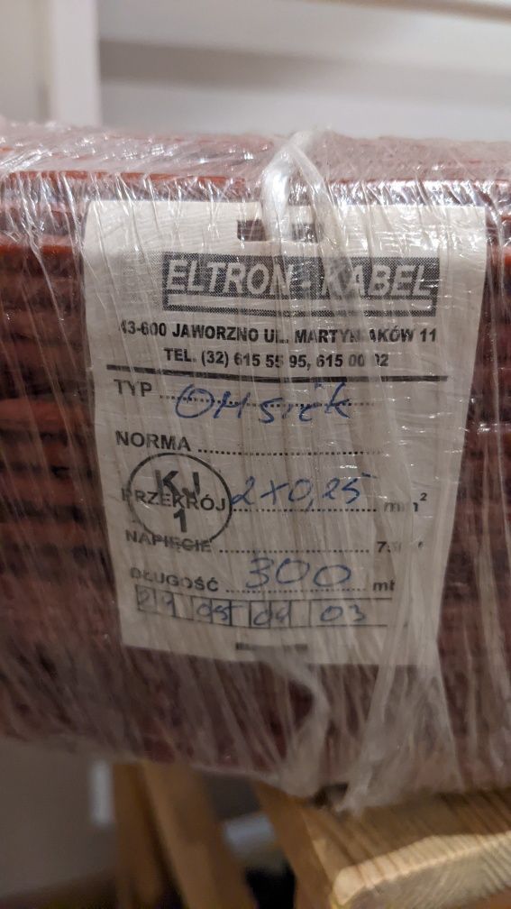 Kabel 300m linka 2x0.25, miedź., ekran.