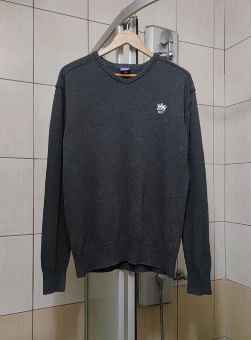 Sweter klasyczny Reading XL męski szary siwy ciemny black bawełna baw
