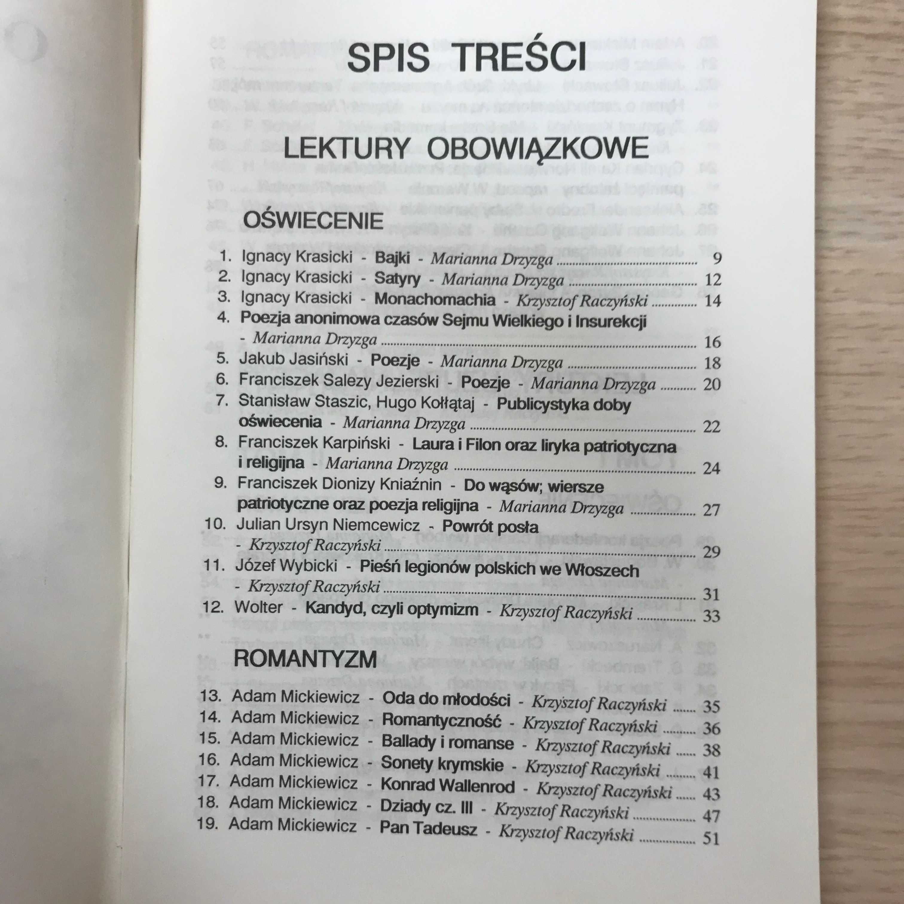 Lektury obowiązkowe Interpretacje matura - Oświecenie Romantyzm