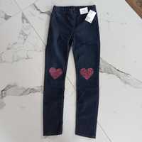Jegginsy legginsy dżinsowe H&M 134 cm serca