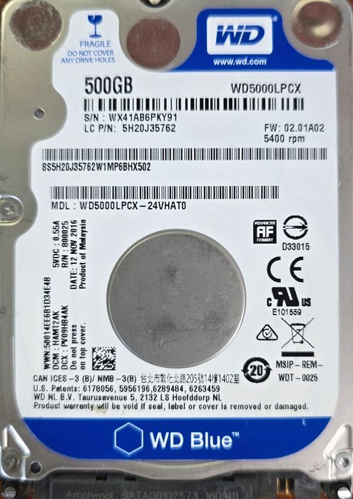 Жесткий Диск WD 2.5 BLUE 500 GB