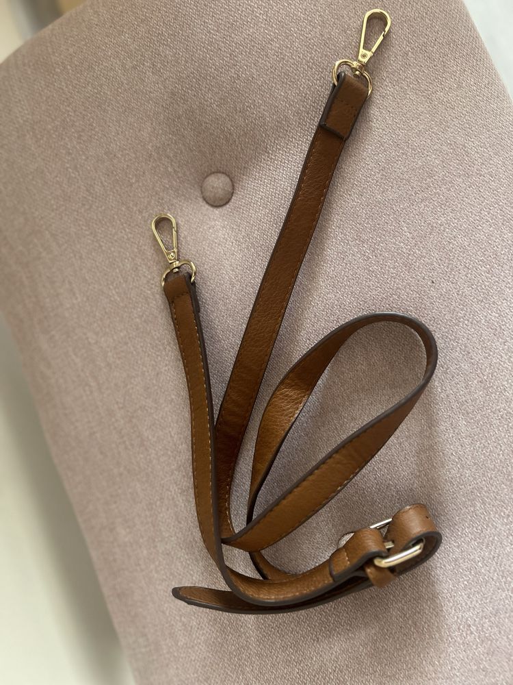 Brązowa torebka do ręki, pasek w zestawie, eko skóra Stradivarius