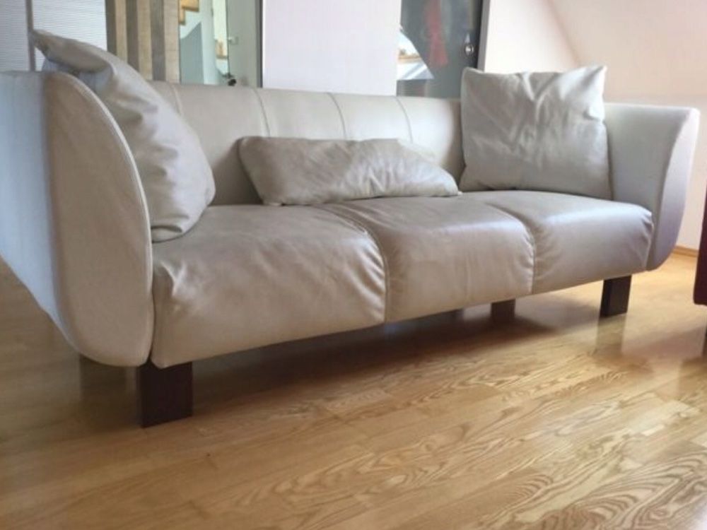 Skóra naturalna biała ecru white sofa 3 osobowa+3 poduchy skora J.NOWA