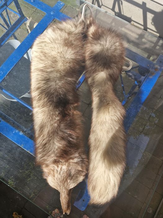 Vintage futrzany kołnierz i czapka z naturalnego lisa