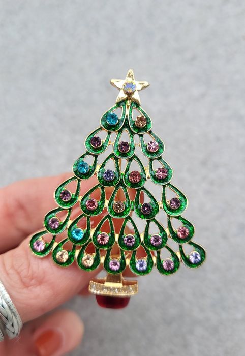 Broszka choinka zielona