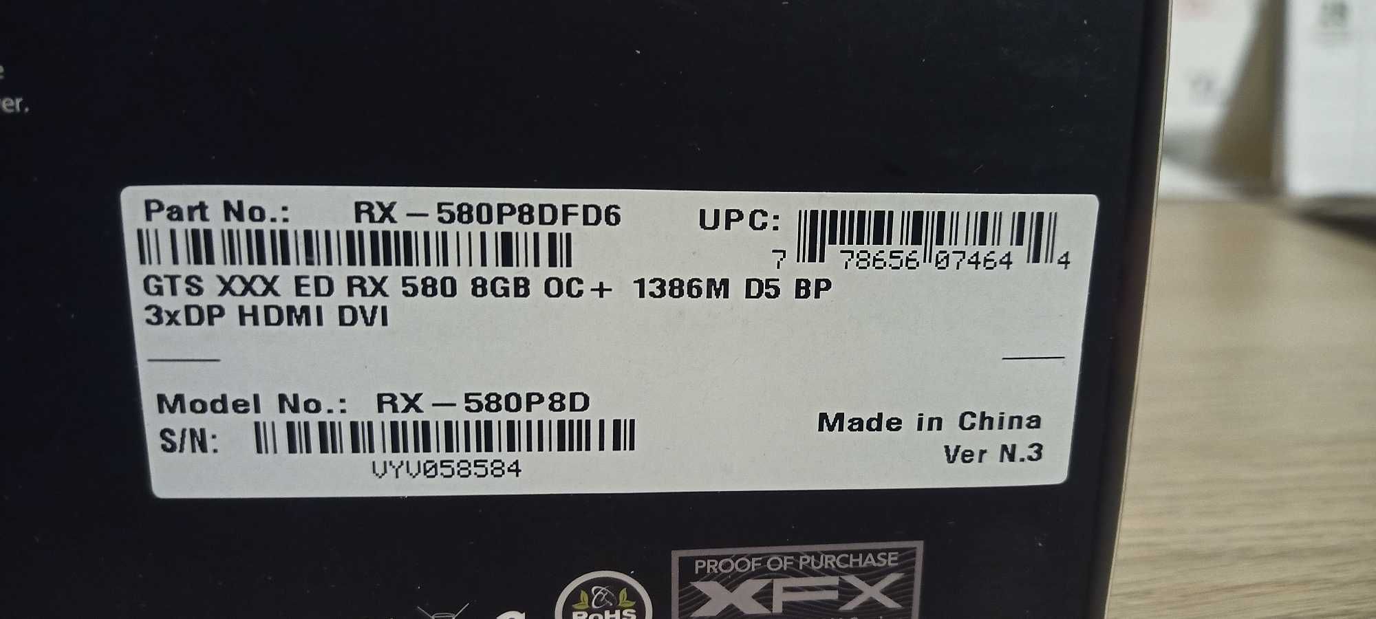 RX580 XFX 8 Gb FABRYCZNIE NOWA - nieotwierane pudełko