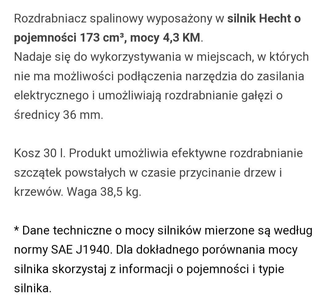 Rozdrabniacz rębak ogrodowy do gałęzi HECHT 6173