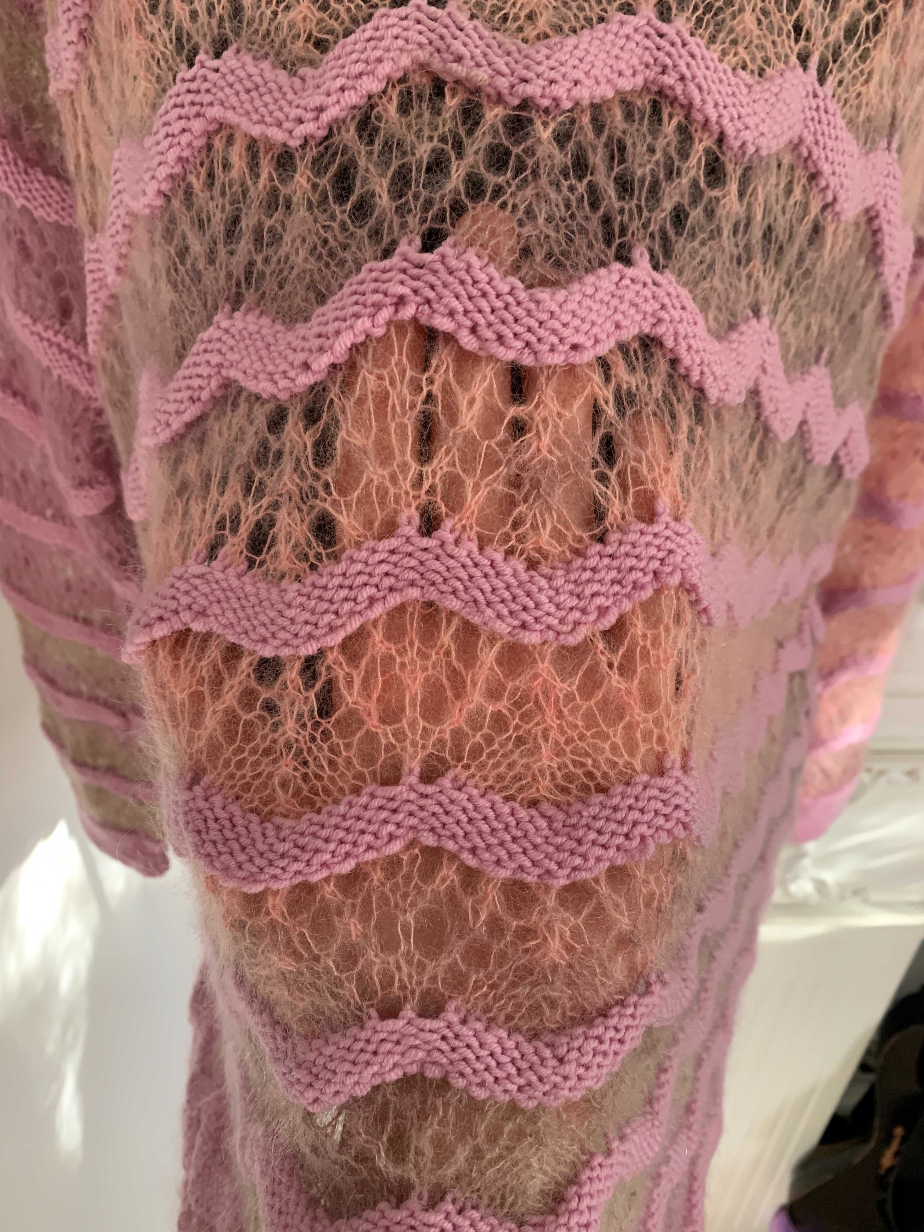 Sweter handmade moher ombre