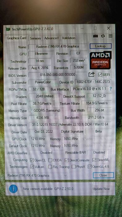 Видеокарта RX 470 4 GB PowerColor