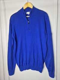 Sweter Calvin Klein r. M niebieski logowany półgolf cienki męski rozpi