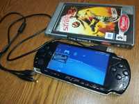 PlayStation Portable PSP + gra Fifa + kabel + karta pamięci z adaptere
