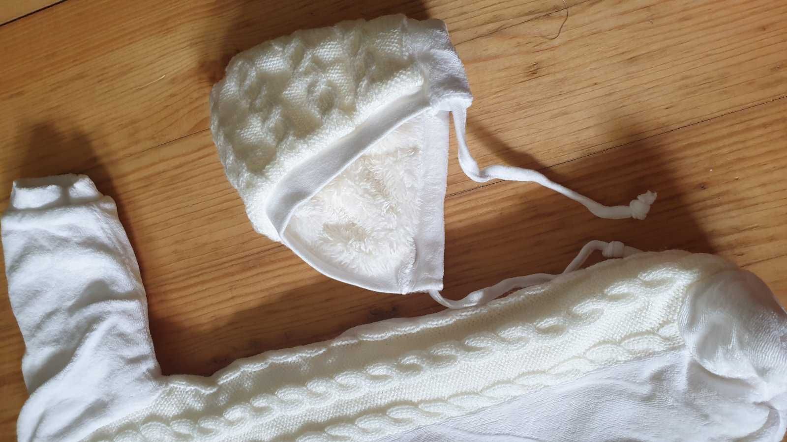 Kombinezon zimowy + Czapka_Wyprawka, Chrzest_jak nowy