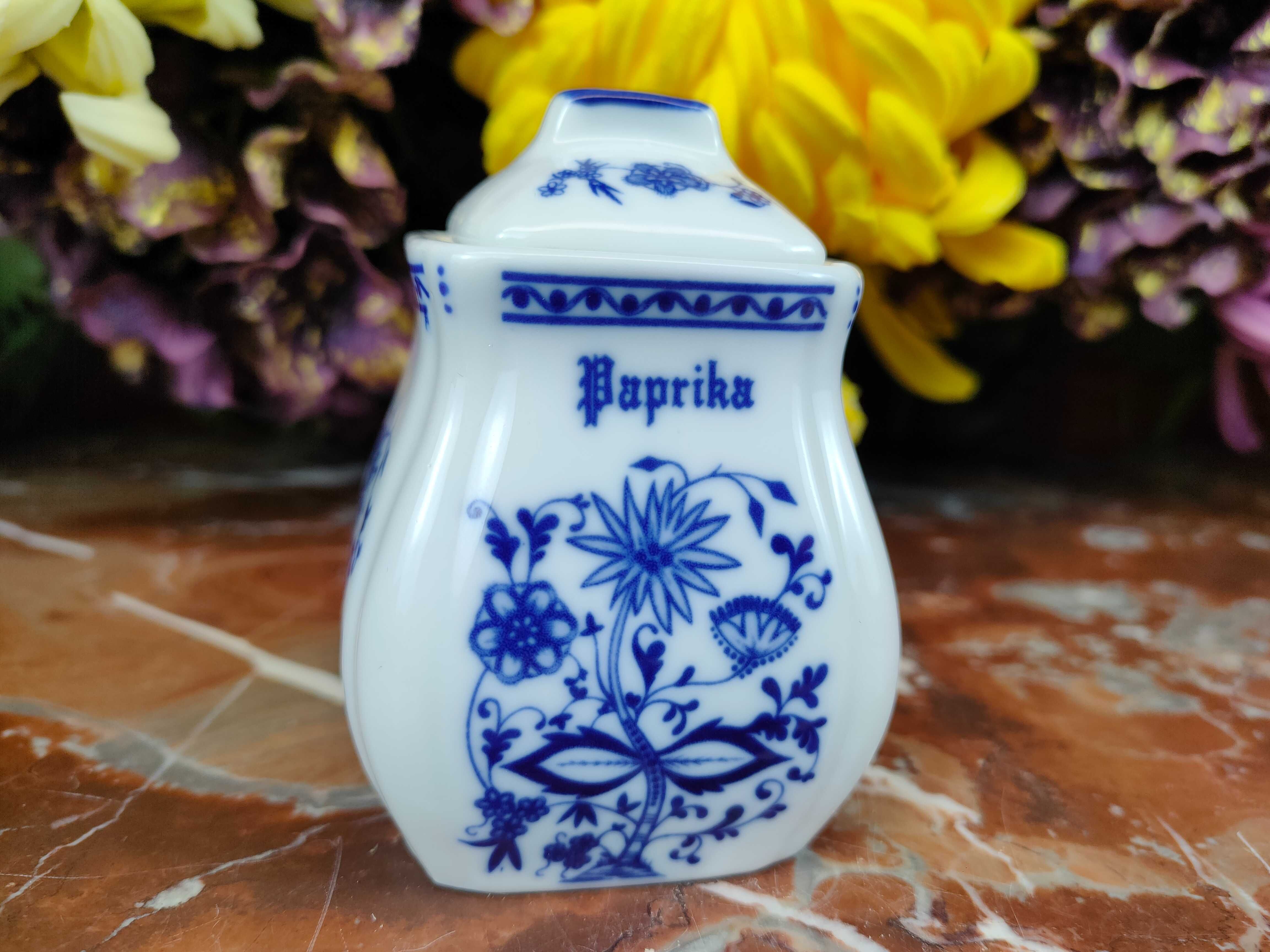 Mały porcelanowy pojemnik - Paprika - Wzór cebulowy - 130ml - Inglasur