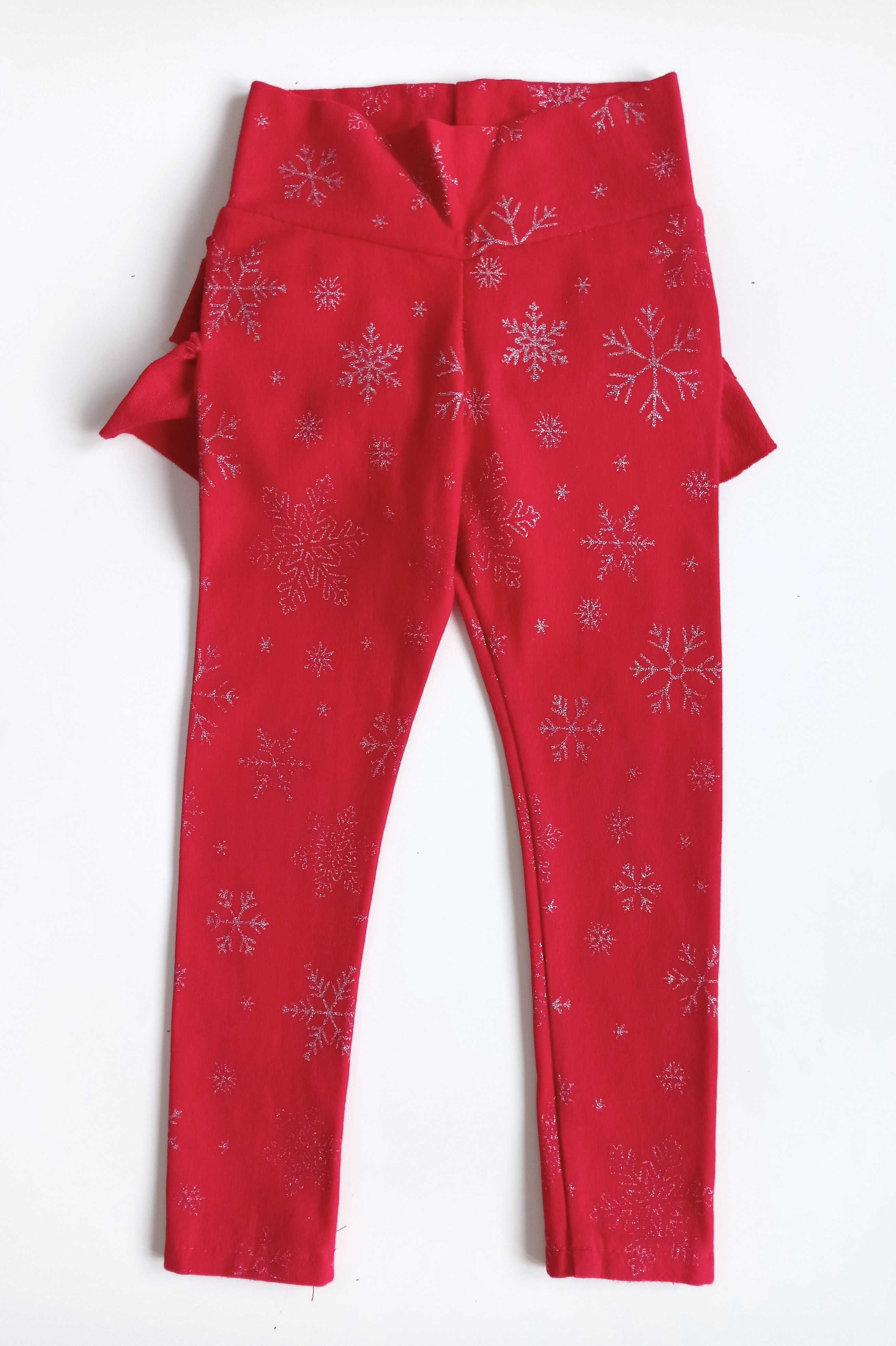 Legginsy Świąteczne Boże Narodzenie z falbanką Handmade 92