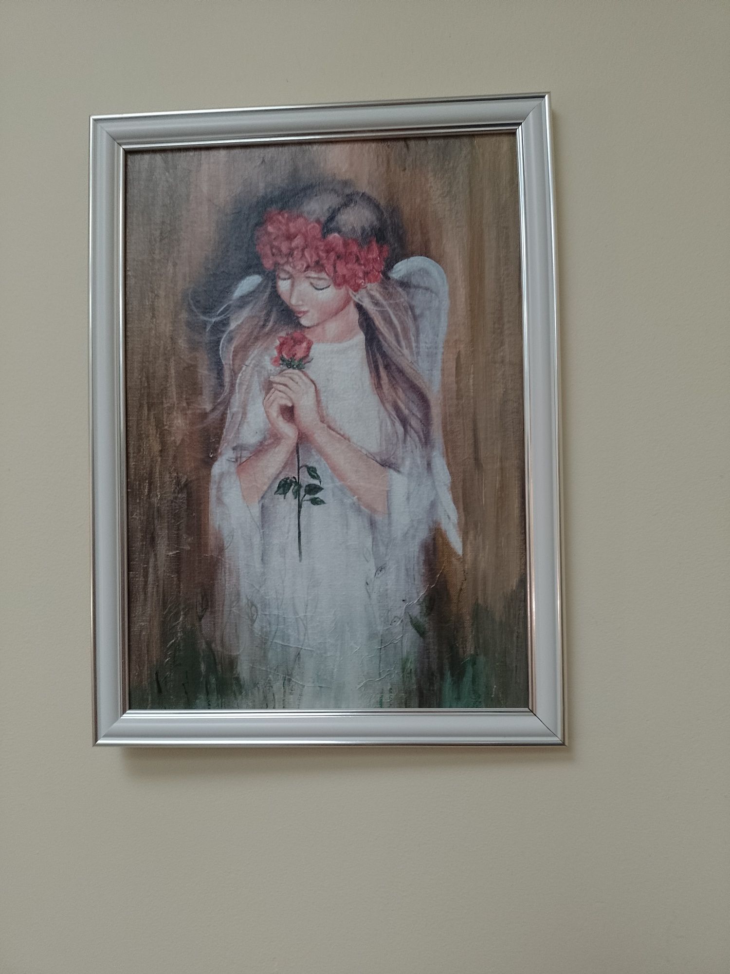 Obraz Anioł stróż Aniołek obrazek w ramce chrzest  komunia 23x32