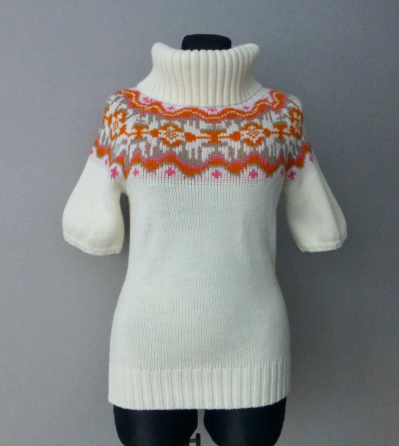 Miss H. ciepły sweter z golfem wzór norweski S/M