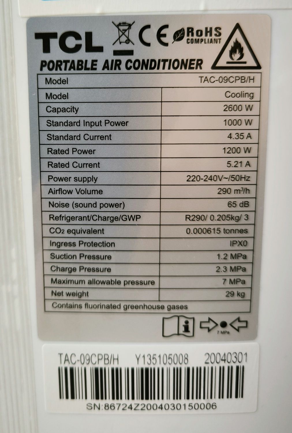 Klimatyzator przenośny TCL TAC-09CPB/H Wrocław
