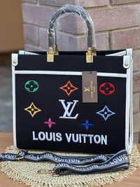 Чорна сумка Луї Вітон, сіра сумка шопер Louis Vuitton,сумка Луи шоппер