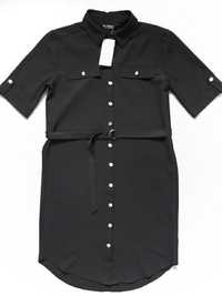 Чёрное платье рубашка с поясом miss selfridge