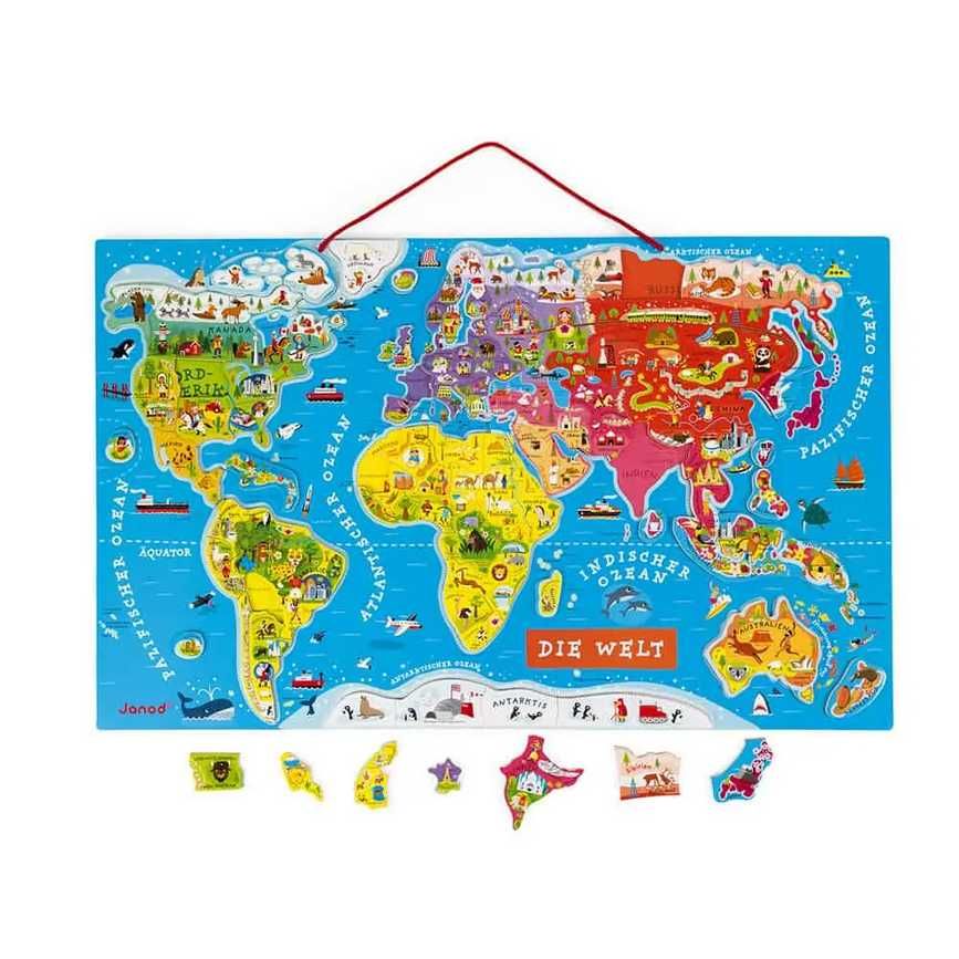JANOD Puzzle magnetyczne Mapa świata język francuski