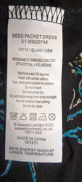Piękna sukienka Seasalt Cornwall Tall 40 L viskoza bambus premium