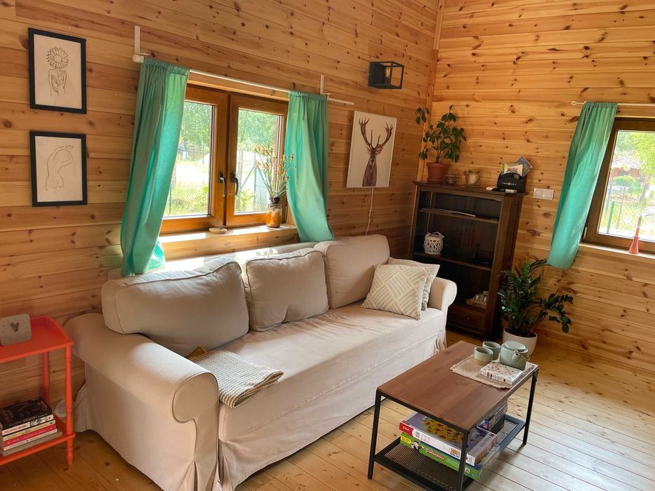 Domek z sauną i balią w Borach tucholskich blisko jeziora