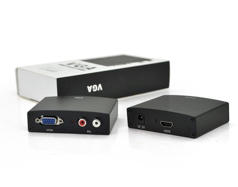 Конвертер ATCOM переходник с VGA +2RCA to HDMI CONVERTER HDV01 Черный