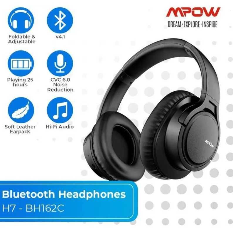 Mpow H7 Słuchawki bezprzewodowe bluetooth 5.2 nauszne 25h Aux Mikrofon