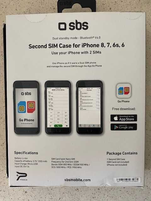 Películas(x5) e Capa SBS Dual Sim para Apple iPhone 8, 7, 6s, 6