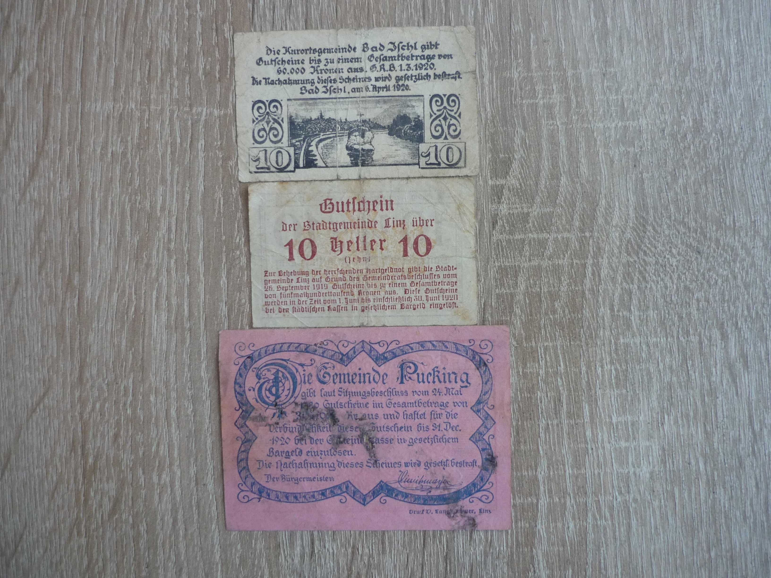 Zestaw 3 szt . banknotów  notgeldy  Niemcy