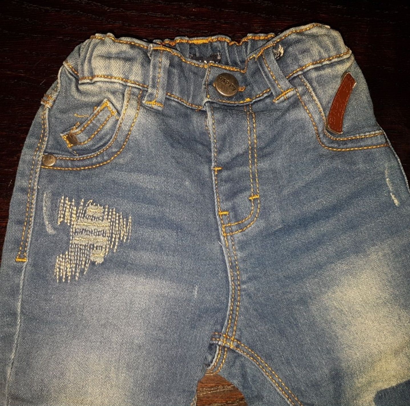 Spodnie jeansy regulowane gumka w pasie 74cm roczek