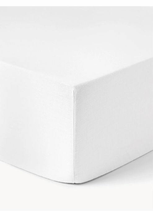 Prześcieradło z LNU z gumką Airy białe 200 x 200 x 35cm