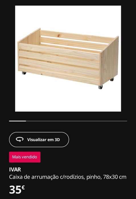 Ivar Ikea - Caixa de arrumação com rodas