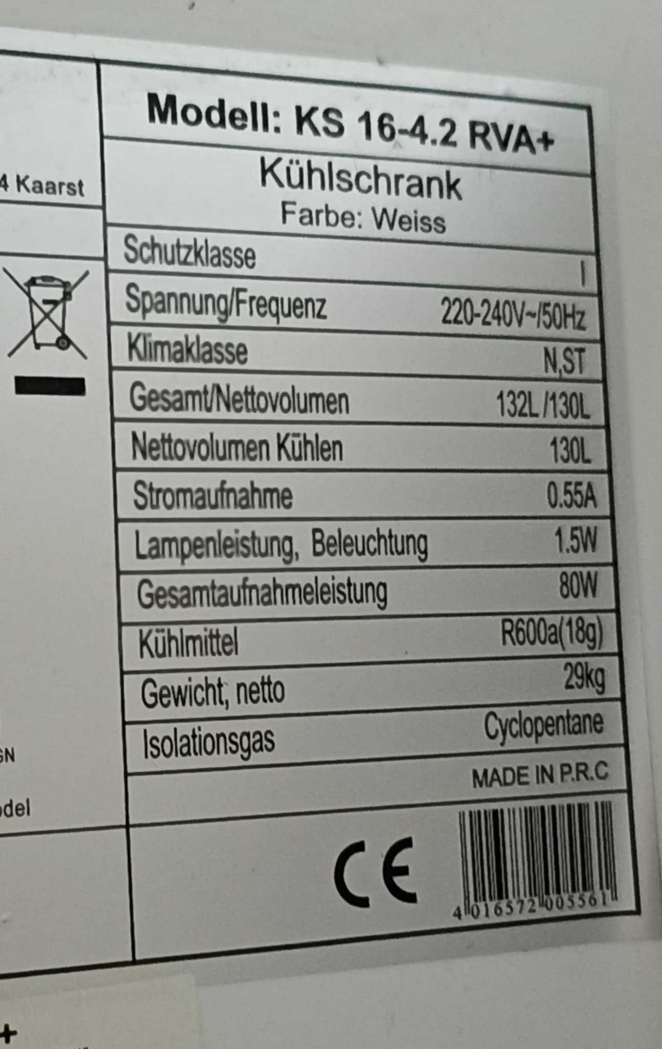 Chłodziarka Exquisit - 132 l.
