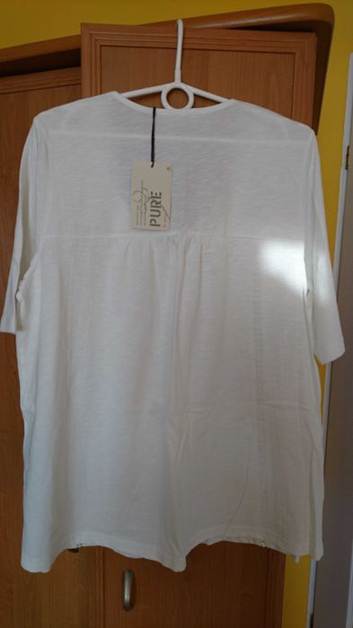 Biała bluzka Ulla Popken, nowa z metką bawełniana z koronką r.42/44 XL