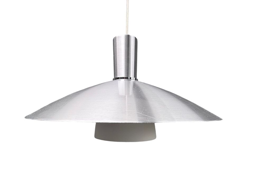 duńska lampa wisząca srebrna dania retro prl space Age